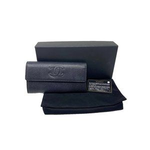 Chanel Coco Single Flap Caviar Long Wallet With Box Serial Card CC-W1214P-A0002